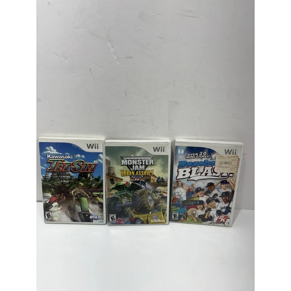 Lot Of 3 Nintendo Wii Games Monster Jam Urban Baseball Blast Kawasaki Jet Ski